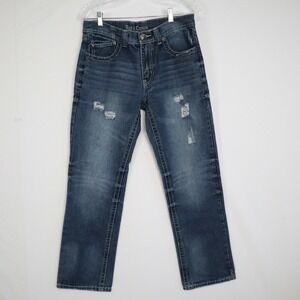 Axe & Crown Jeans Mens 30x30 Slim Fit Straight 5-Pocket Distressed Denim Blue